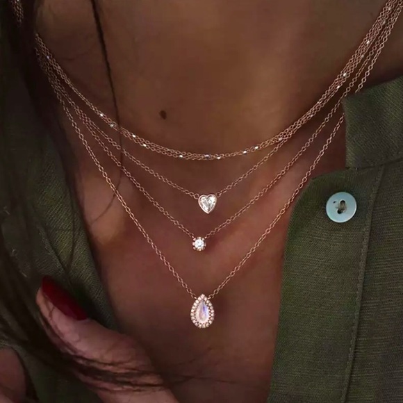 Jewelry - 3/$25⚡️heart teardrop multilayer necklace